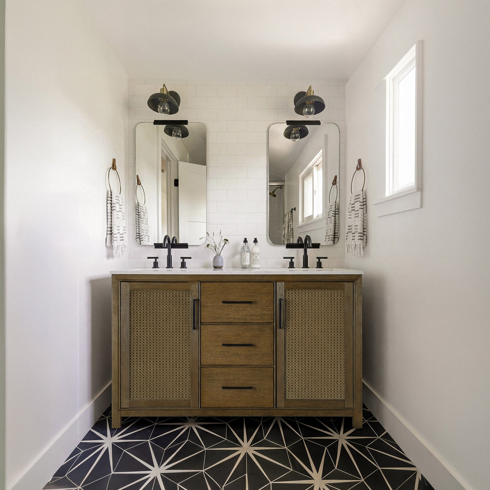 54 Inch Double Bathroom Vanity In Hazel Oak - View 2 - Joshua Marshal