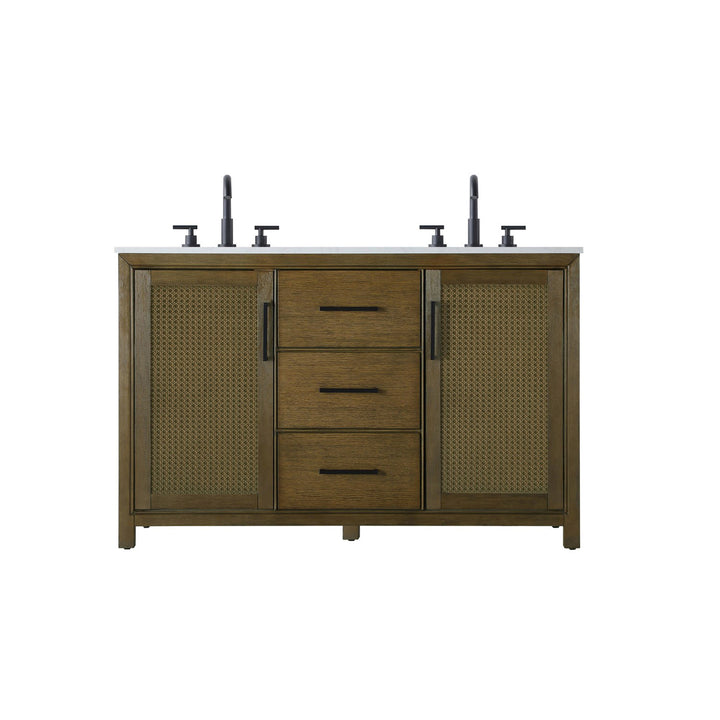 54 Inch Double Bathroom Vanity In Hazel Oak - View 3 - Joshua Marshal