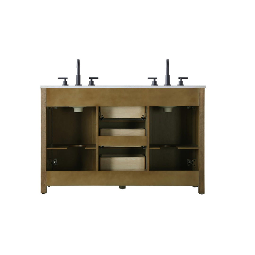 54 Inch Double Bathroom Vanity In Hazel Oak - View 6 - Joshua Marshal