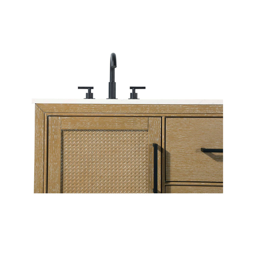 54 Inch Double Bathroom Vanity In Linen Oak - View 6 - Joshua Marshal