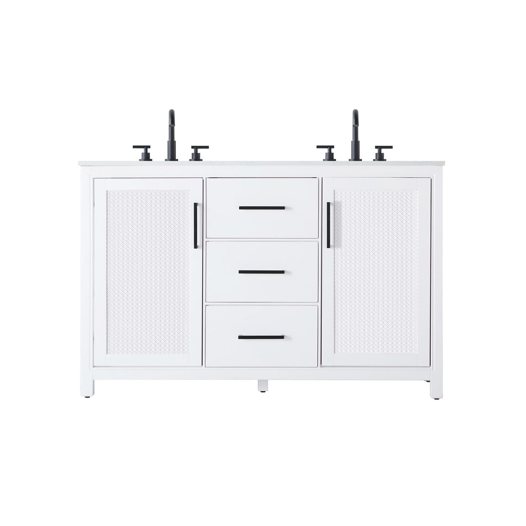 54 Inch Double Bathroom Vanity In White - View 3 - Joshua Marshal