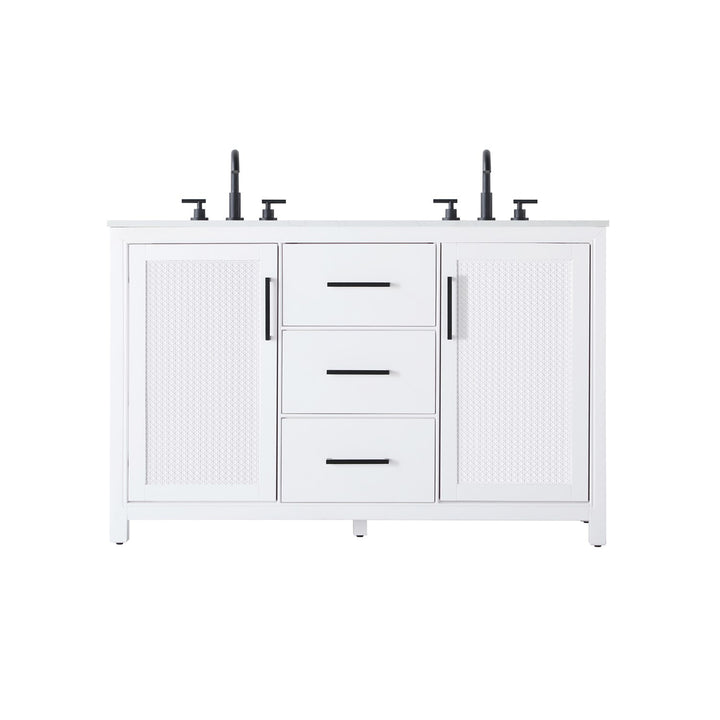 54 Inch Double Bathroom Vanity In White - View 3 - Joshua Marshal