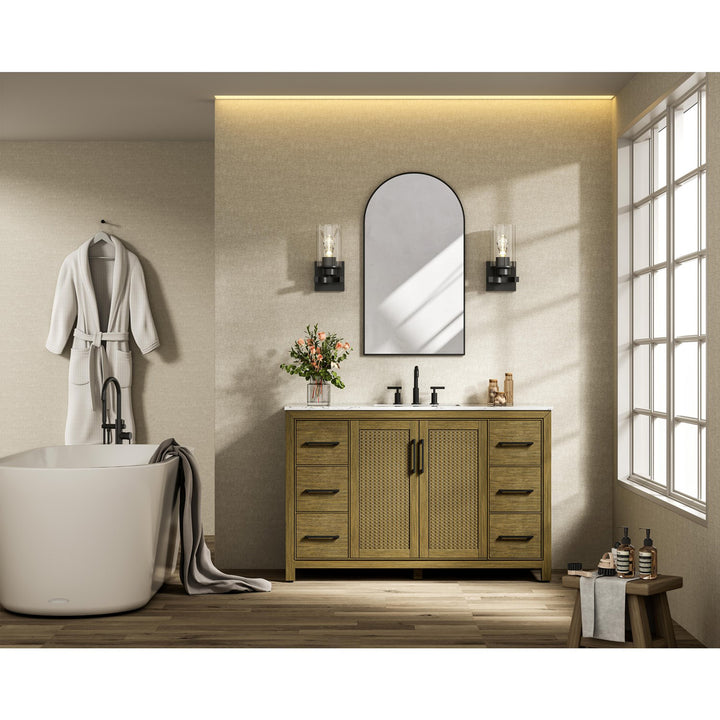 54 Inch Single Bathroom Vanity In Hazel Oak - View 2 - Joshua Marshal