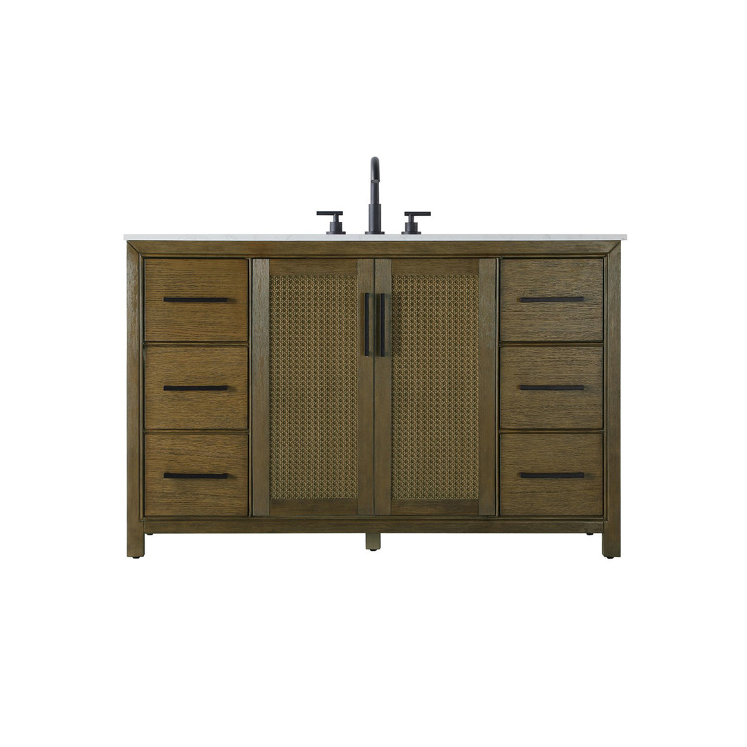 54 Inch Single Bathroom Vanity In Hazel Oak - View 3 - Joshua Marshal