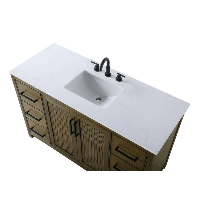 54 Inch Single Bathroom Vanity In Hazel Oak - View 5 - Joshua Marshal