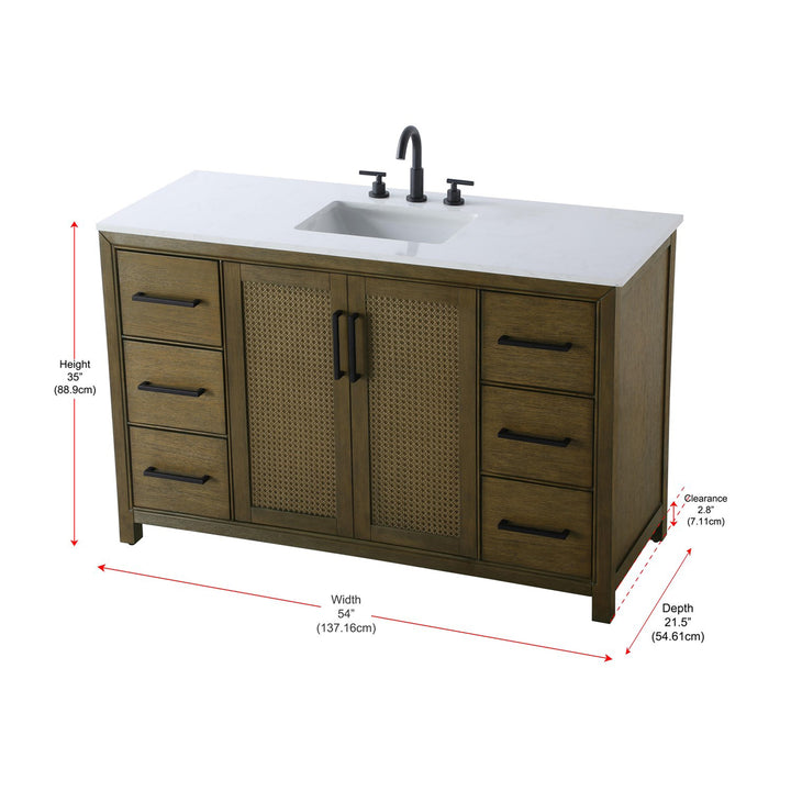 54 Inch Single Bathroom Vanity In Hazel Oak - View 6 - Joshua Marshal