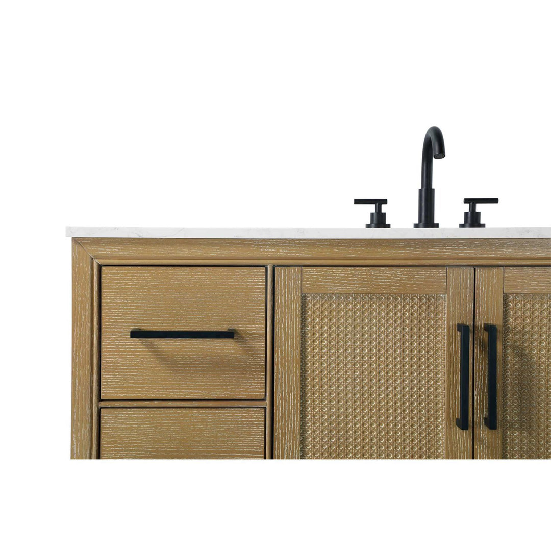 54 Inch Single Bathroom Vanity In Linen Oak - View 4 - Joshua Marshal