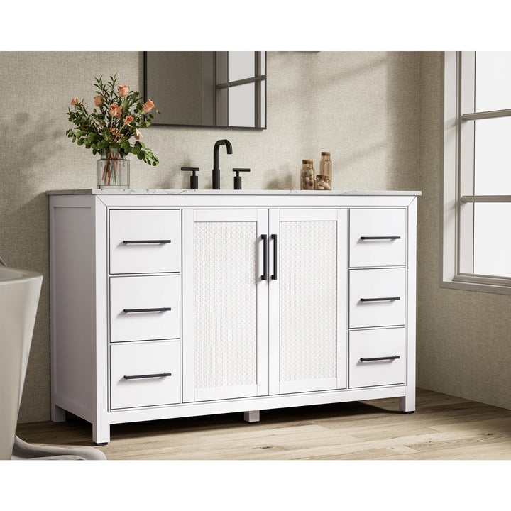 54 Inch Single Bathroom Vanity In White - View 2 - Joshua Marshal