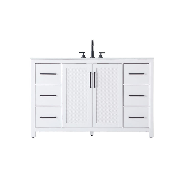 54 Inch Single Bathroom Vanity In White - View 3 - Joshua Marshal