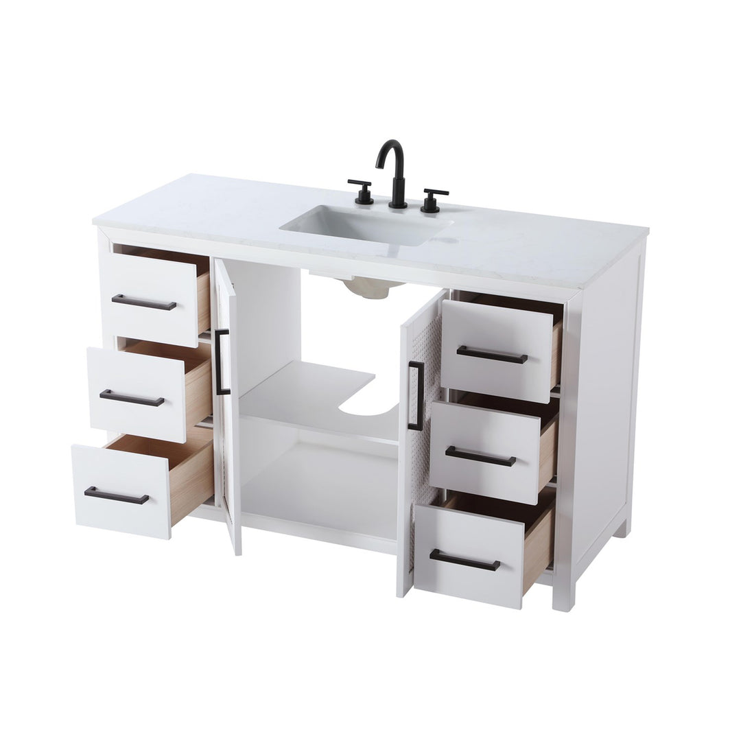 54 Inch Single Bathroom Vanity In White - View 4 - Joshua Marshal