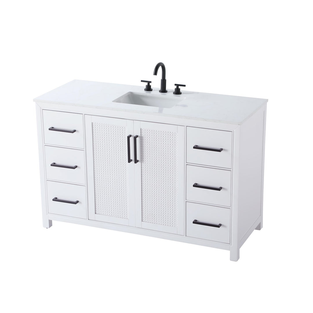 54 Inch Single Bathroom Vanity In White - View 5 - Joshua Marshal