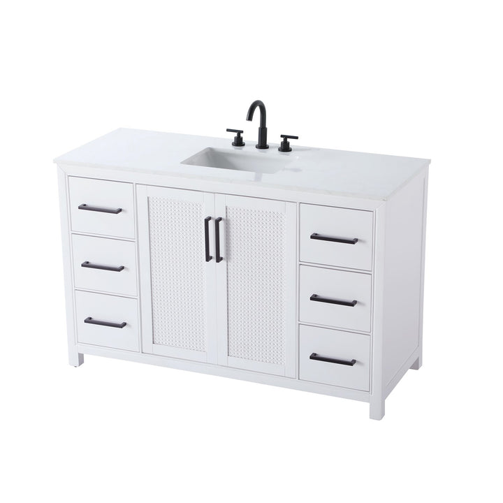 54 Inch Single Bathroom Vanity In White - View 5 - Joshua Marshal