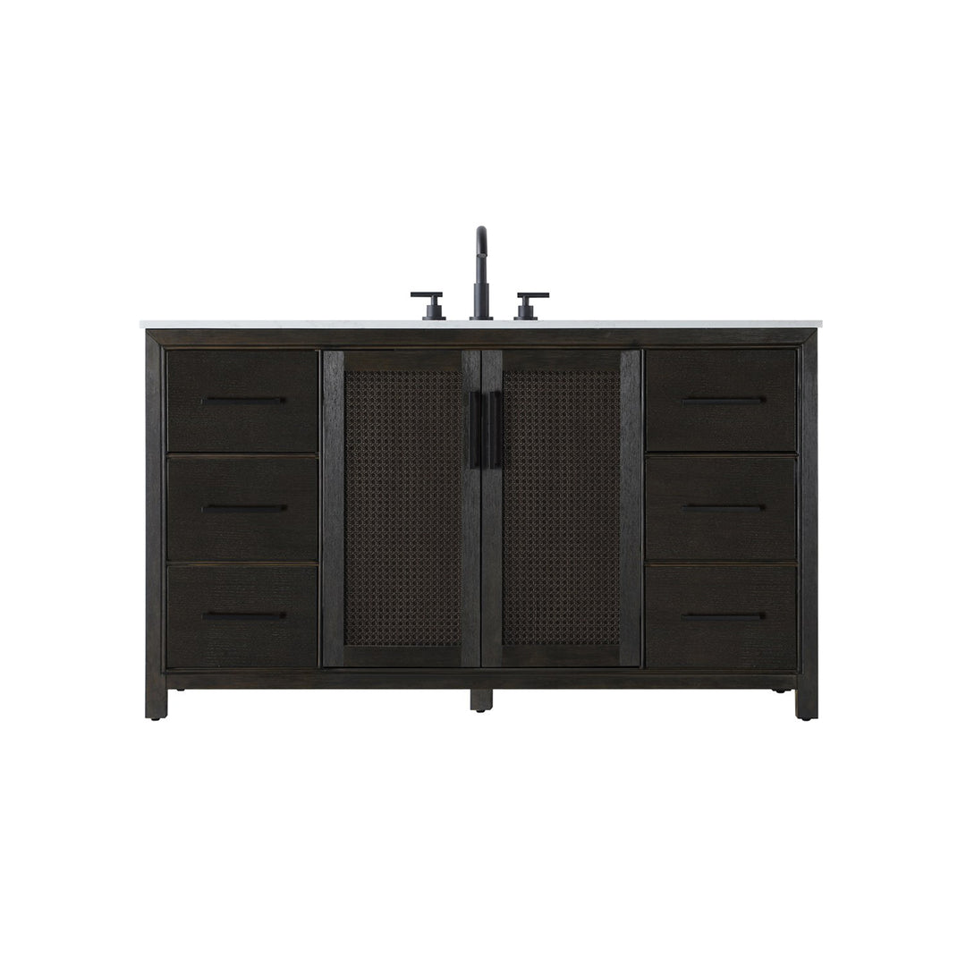 60 Inch Single Bathroom Vanity In Chocolate Oak - View 3 - Joshua Marshal
