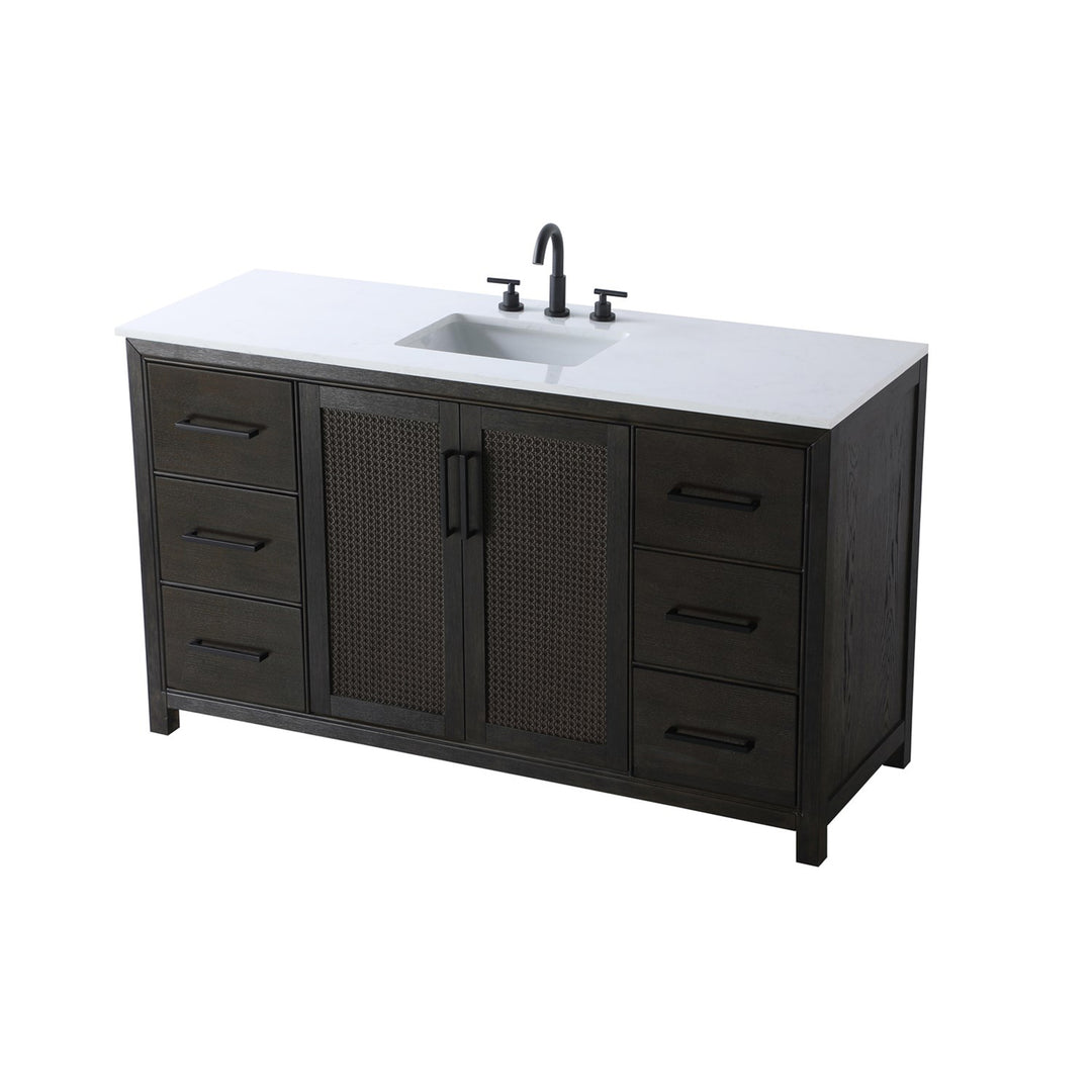 60 Inch Single Bathroom Vanity In Chocolate Oak - View 4 - Joshua Marshal