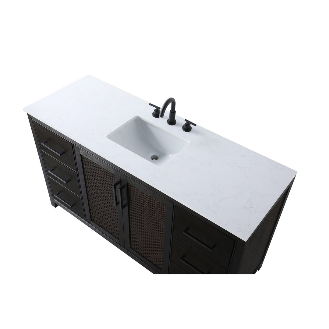 60 Inch Single Bathroom Vanity In Chocolate Oak - View 5 - Joshua Marshal