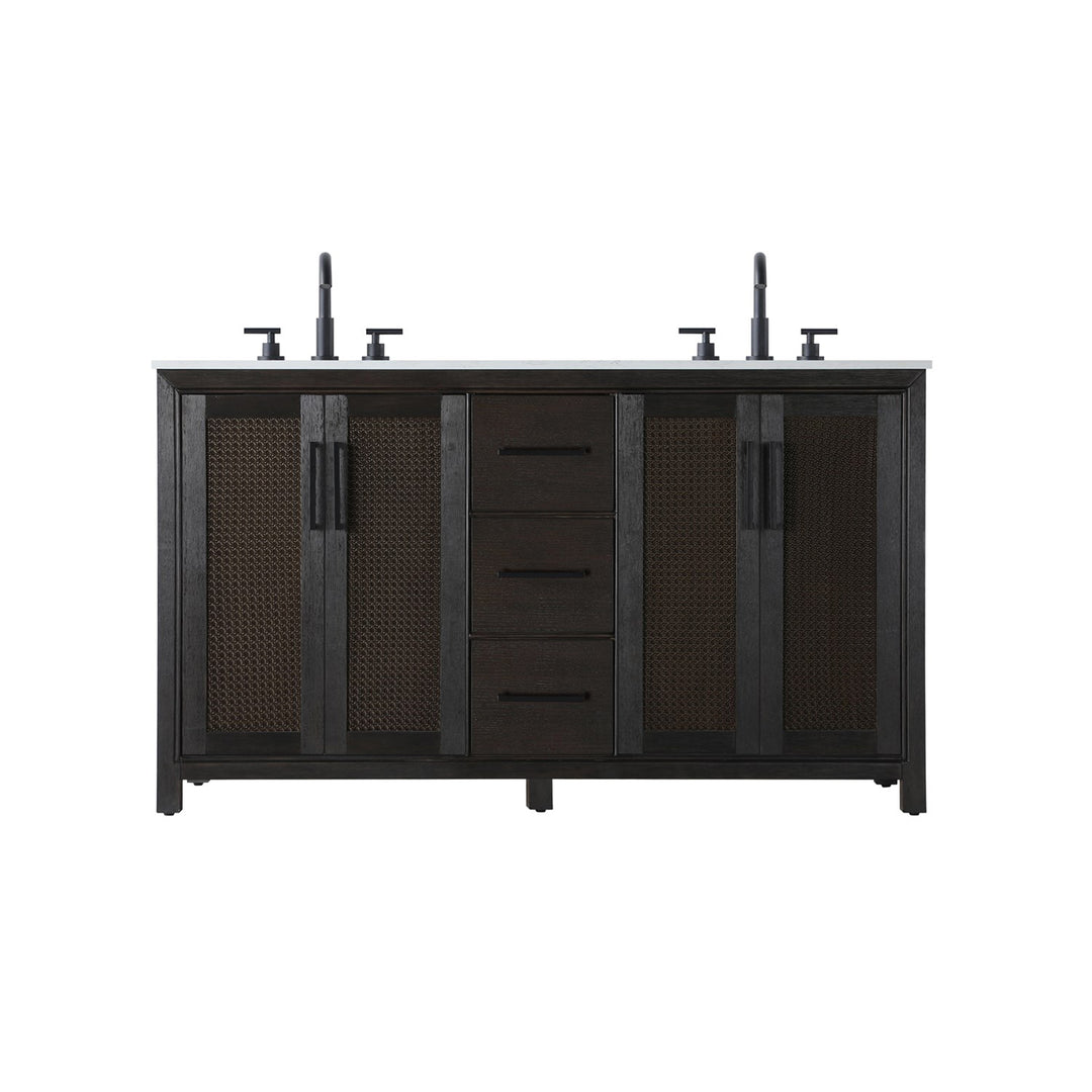 60 Inch Double Bathroom Vanity In Chocolate Oak - View 3 - Joshua Marshal