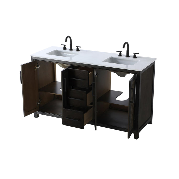 60 Inch Double Bathroom Vanity In Chocolate Oak - View 4 - Joshua Marshal