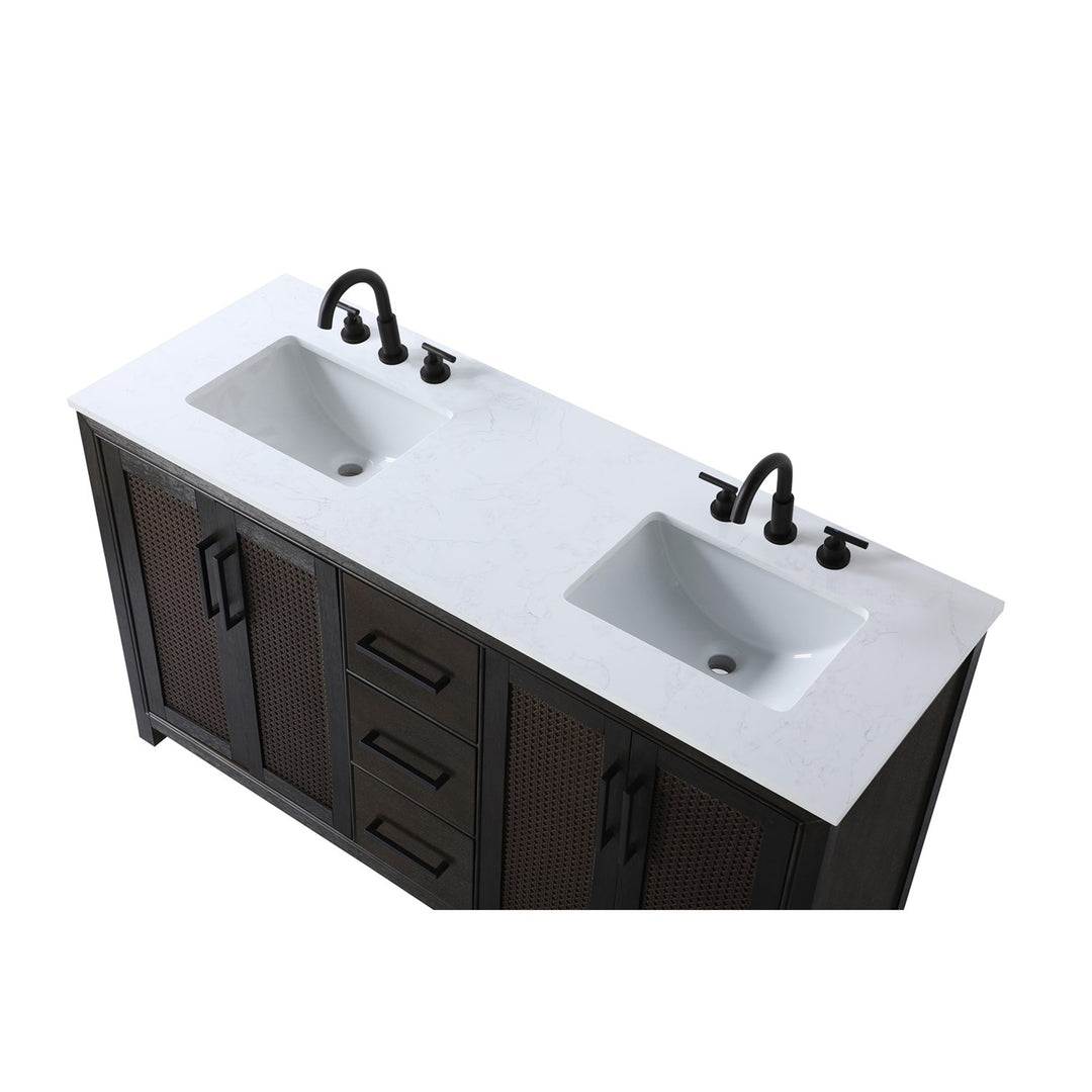 60 Inch Double Bathroom Vanity In Chocolate Oak - View 5 - Joshua Marshal