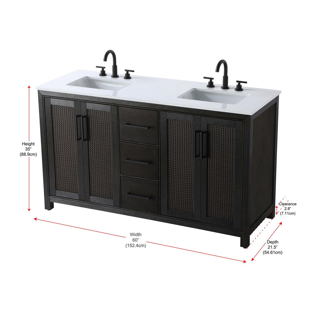 60 Inch Double Bathroom Vanity In Chocolate Oak - View 6 - Joshua Marshal