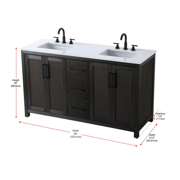60 Inch Double Bathroom Vanity In Chocolate Oak - View 6 - Joshua Marshal