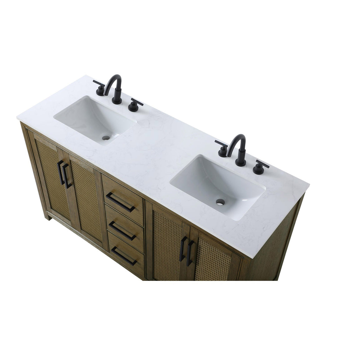 60 Inch Double Bathroom Vanity In Hazel Oak - View 6 - Joshua Marshal