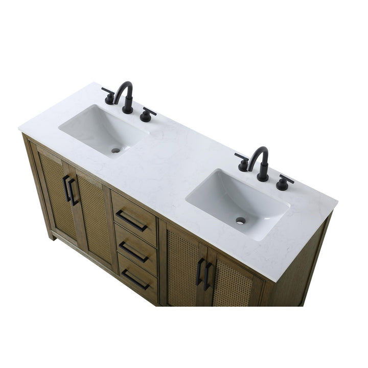 60 Inch Double Bathroom Vanity In Hazel Oak - View 6 - Joshua Marshal