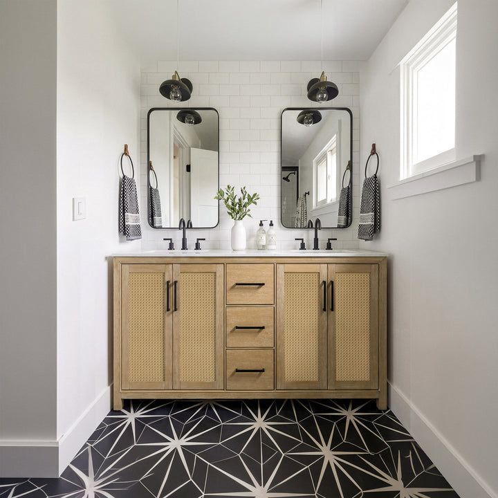 60 Inch Double Bathroom Vanity In Linen Oak - View 2 - Joshua Marshal