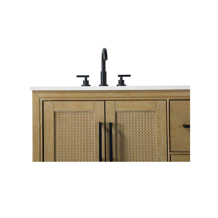 60 Inch Double Bathroom Vanity In Linen Oak - View 4 - Joshua Marshal