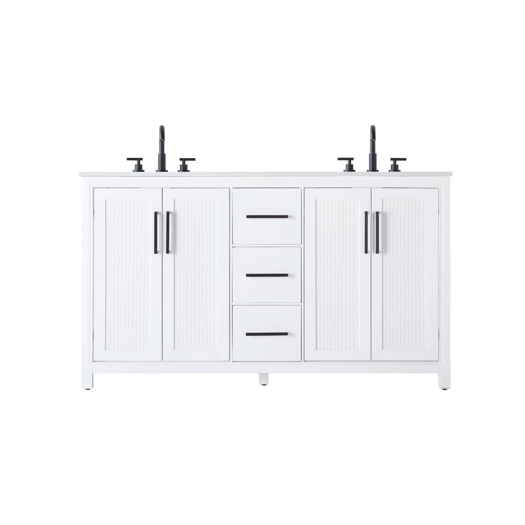 60 Inch Double Bathroom Vanity In White - View 4 - Joshua Marshal