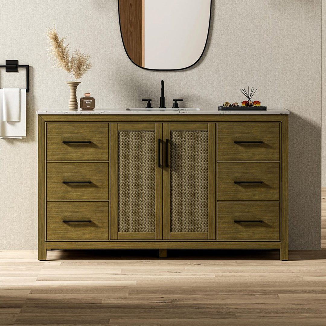 60 Inch Single Bathroom Vanity In Hazel Oak Hazel Oak Finish - KITCHEN & BATH by Joshua Marshal
