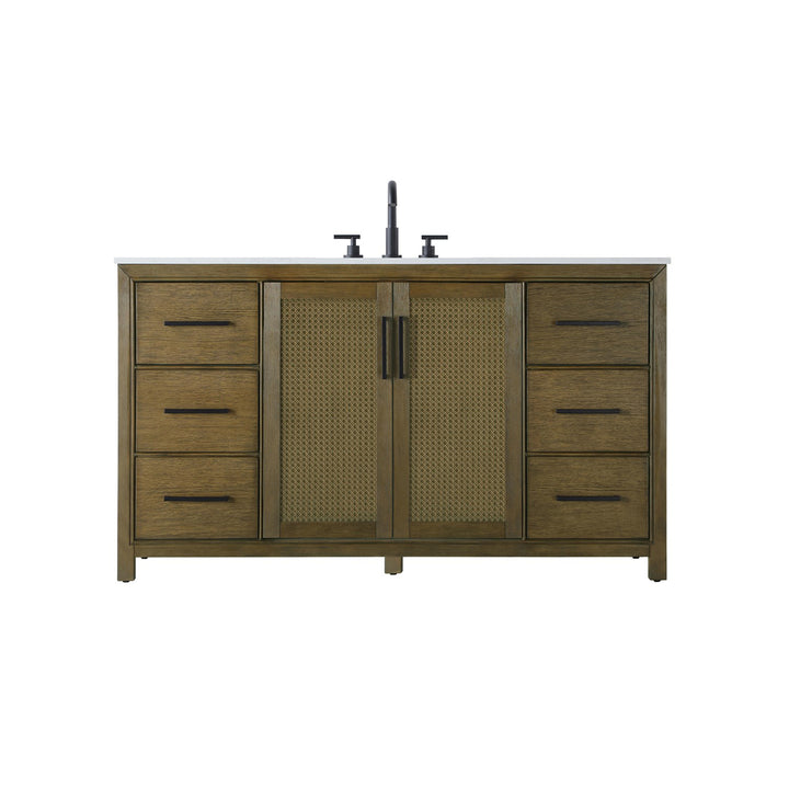 60 Inch Single Bathroom Vanity In Hazel Oak - View 3 - Joshua Marshal