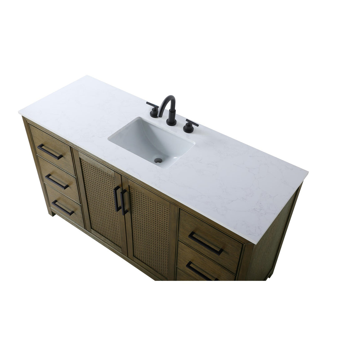 60 Inch Single Bathroom Vanity In Hazel Oak - View 5 - Joshua Marshal