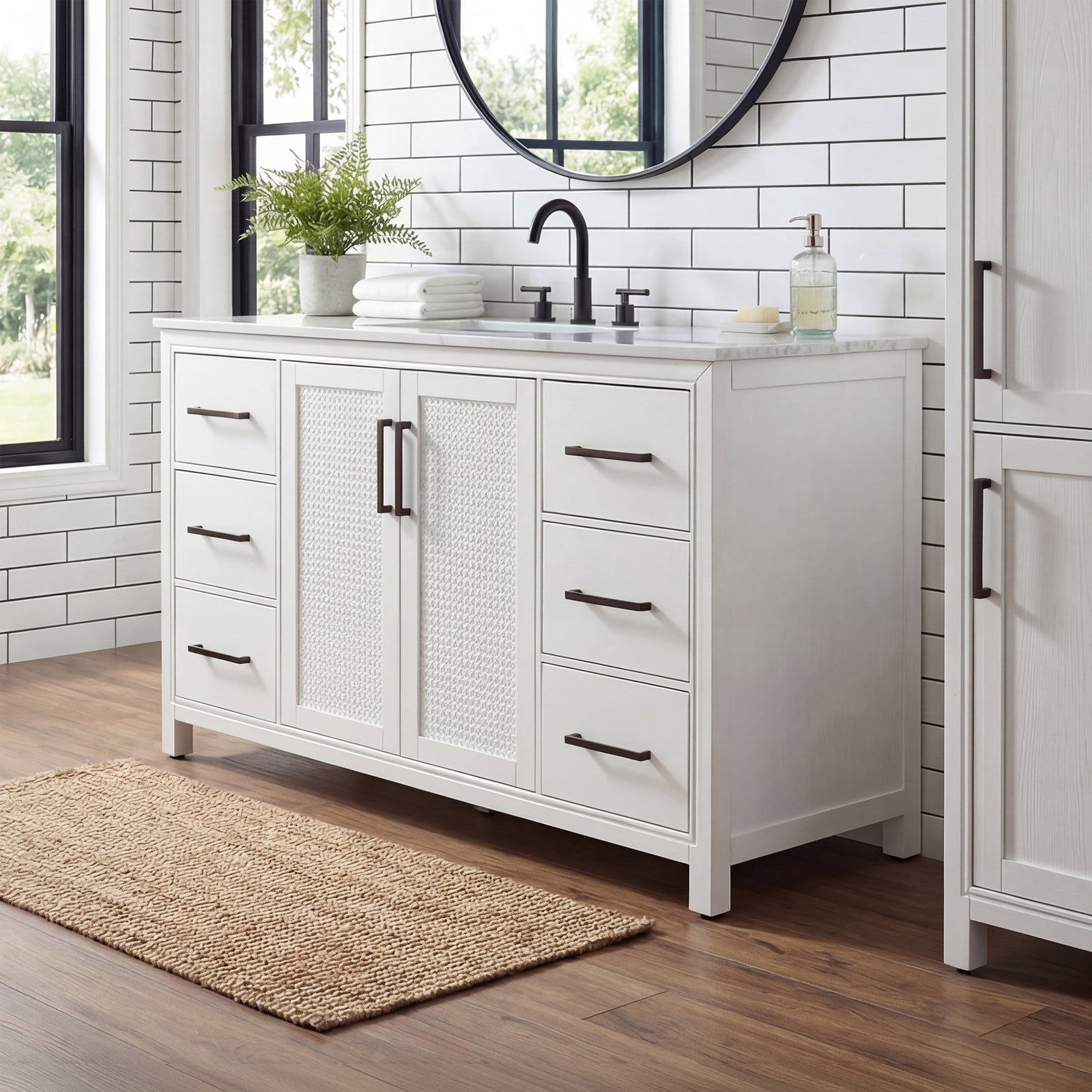 60 Inch Single Bathroom Vanity In White White Finish - KITCHEN & BATH by Joshua Marshal