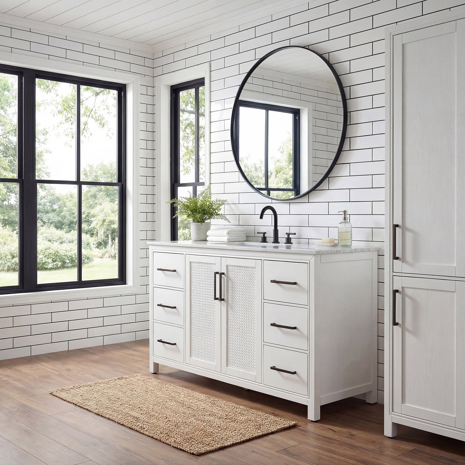 60 Inch Single Bathroom Vanity In White - View 2 - Joshua Marshal