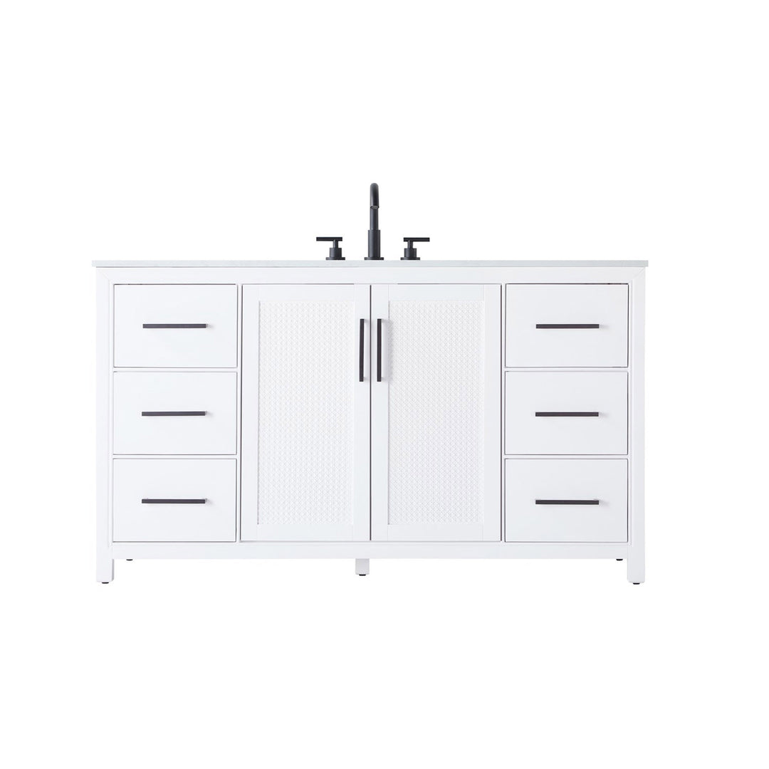 60 Inch Single Bathroom Vanity In White - View 3 - Joshua Marshal