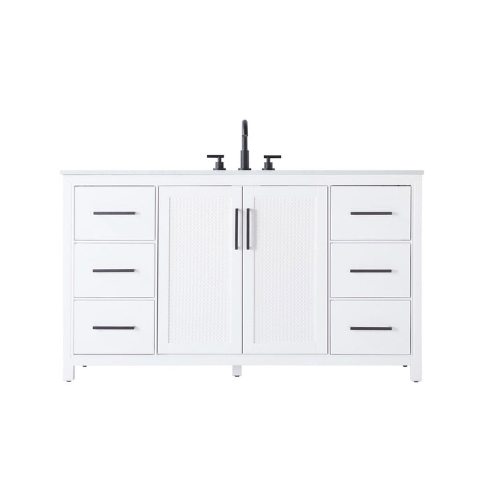 60 Inch Single Bathroom Vanity In White - View 3 - Joshua Marshal