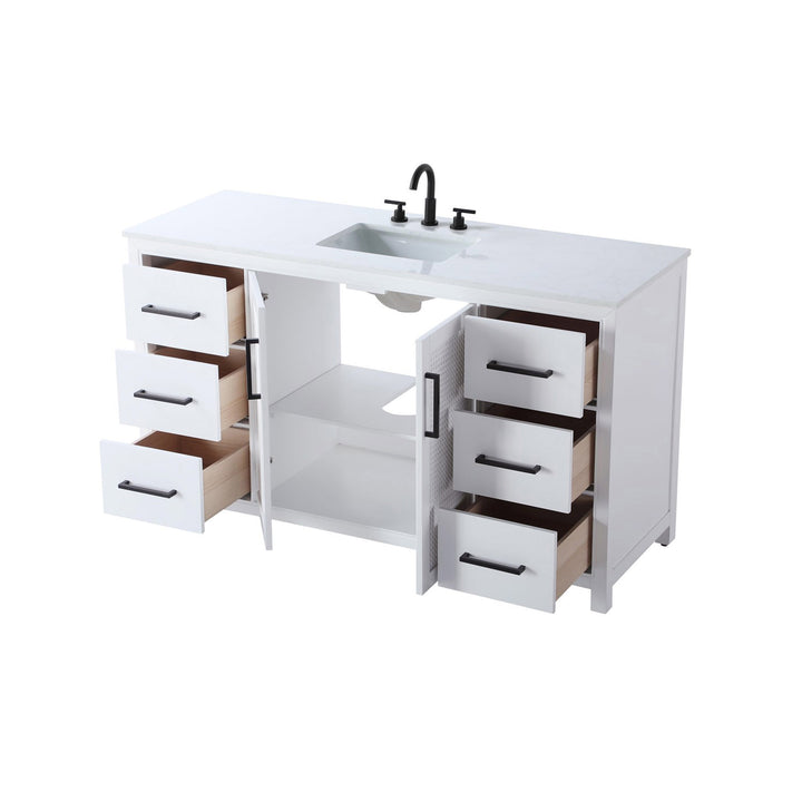 60 Inch Single Bathroom Vanity In White - View 5 - Joshua Marshal