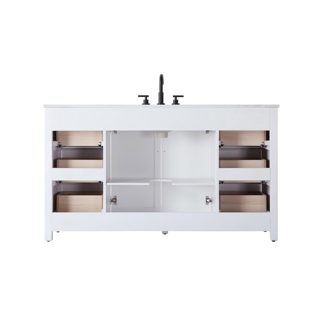60 Inch Single Bathroom Vanity In White - View 6 - Joshua Marshal