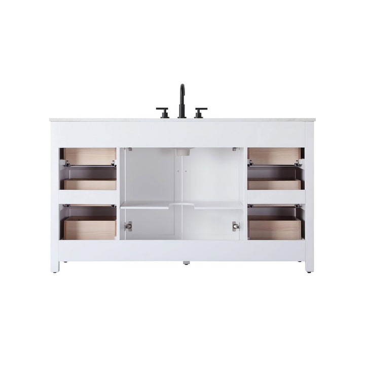 60 Inch Single Bathroom Vanity In White - View 6 - Joshua Marshal