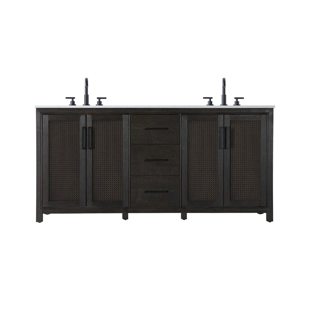 72 Inch Double Bathroom Vanity In Chocolate Oak - View 3 - Joshua Marshal