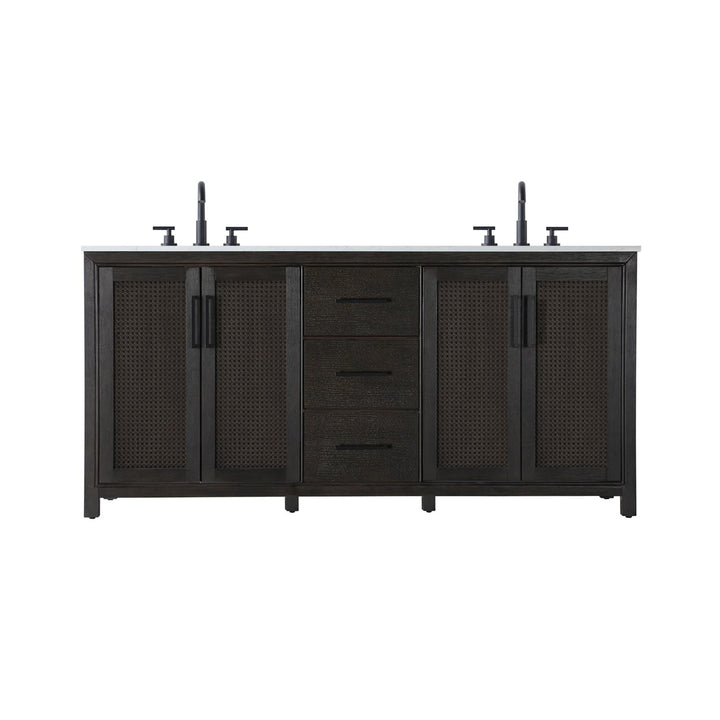 72 Inch Double Bathroom Vanity In Chocolate Oak - View 3 - Joshua Marshal