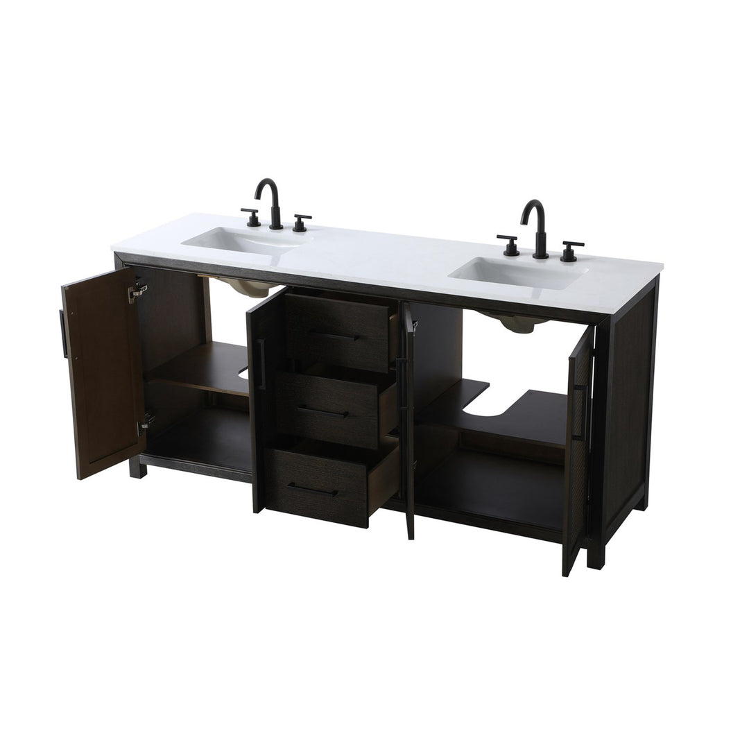 72 Inch Double Bathroom Vanity In Chocolate Oak - View 4 - Joshua Marshal