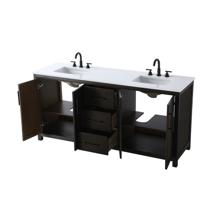 72 Inch Double Bathroom Vanity In Chocolate Oak - View 4 - Joshua Marshal