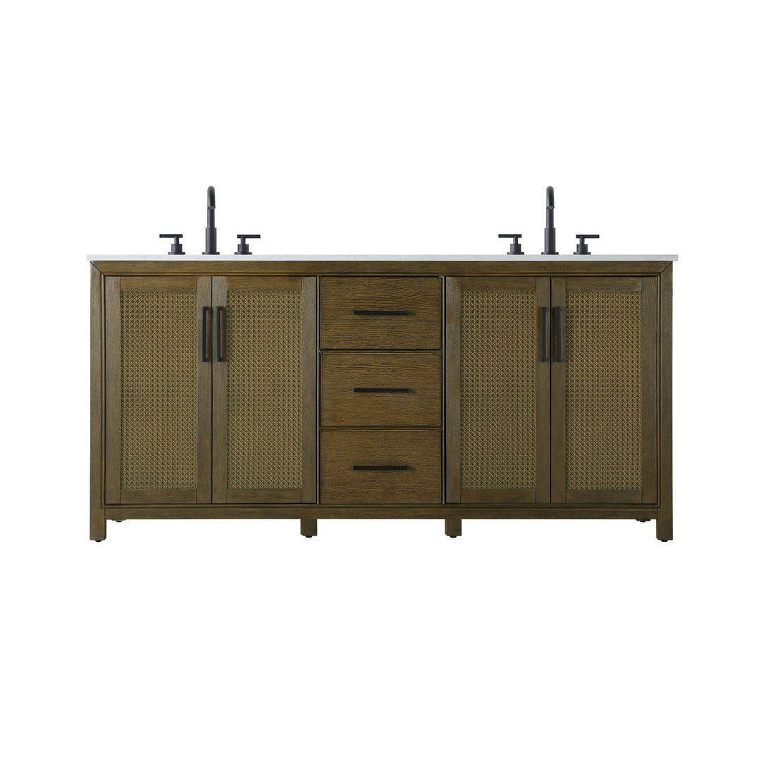 72 Inch Double Bathroom Vanity In Hazel Oak - View 3 - Joshua Marshal