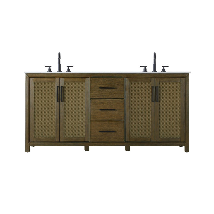 72 Inch Double Bathroom Vanity In Hazel Oak - View 3 - Joshua Marshal