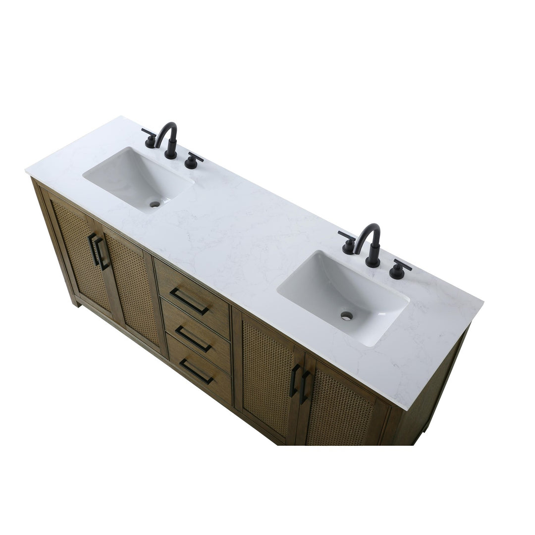 72 Inch Double Bathroom Vanity In Hazel Oak - View 5 - Joshua Marshal