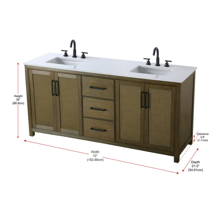 72 Inch Double Bathroom Vanity In Hazel Oak - View 6 - Joshua Marshal