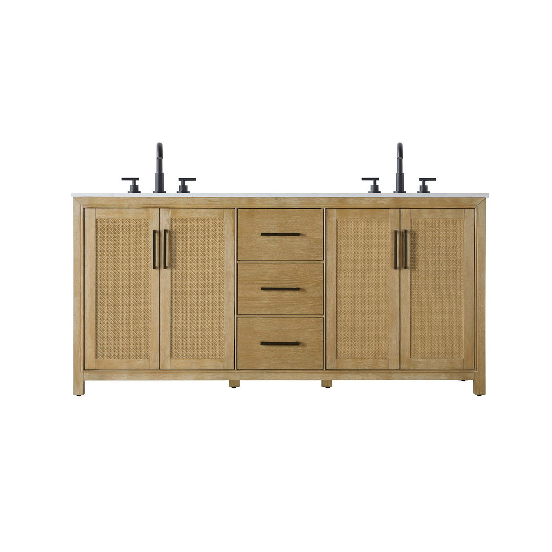 72 Inch Double Bathroom Vanity In Linen Oak - View 3 - Joshua Marshal