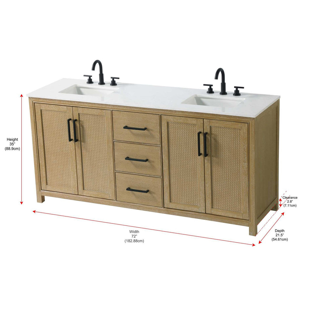 72 Inch Double Bathroom Vanity In Linen Oak - View 4 - Joshua Marshal