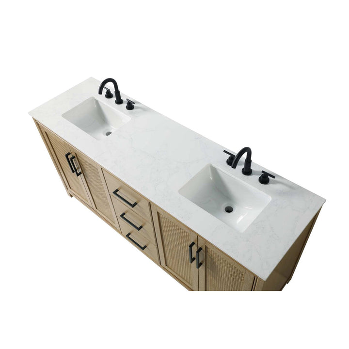 72 Inch Double Bathroom Vanity In Linen Oak - View 5 - Joshua Marshal